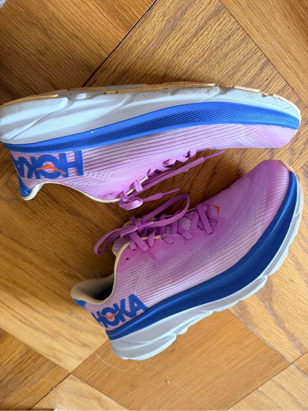 Hoka Pink and Blue Women's Athletic Running Shoes - Picture 2 of 5